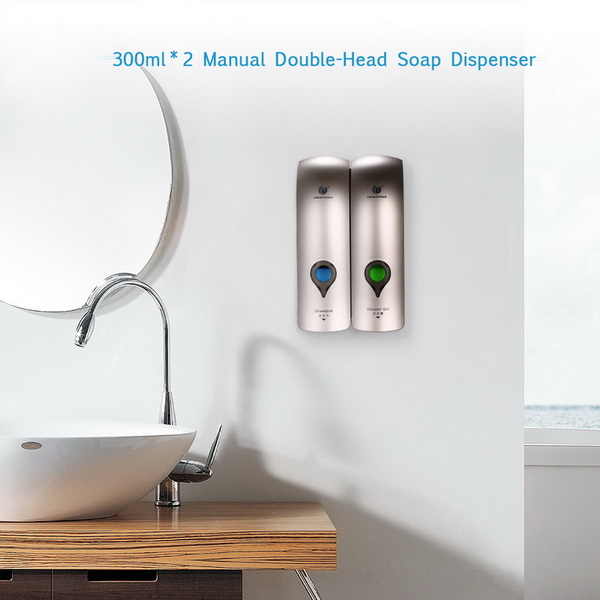 Professional Bathroom Wall Mounted Plastic Double Hotel Liquid Soap Dispenser 