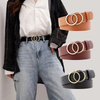 Double Ring Belts For Women Fashion Dress Jeans Belt PU Leather Metal Buckle
