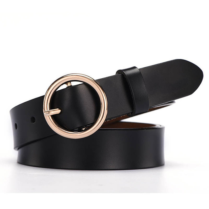 Leather Belts for Women Fashion Jeans Round Buckle Female 