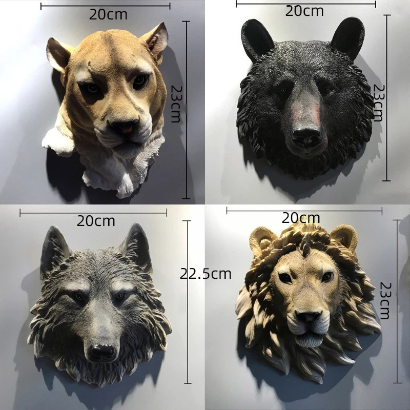 Creative Home Accessories Simulated Animal Head Wall Decor Modern Room Decoration Lion Wall Decor Resin Crafts Easter Gift