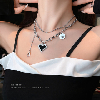 2023 New Senior Fashion Women Pendant Necklaces Fine Double Link Chain Metal Heart Party Necklace Jewelry Gift