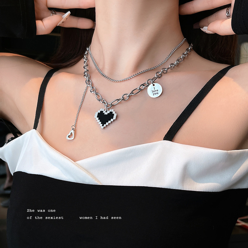 2023 New Senior Fashion Women Pendant Necklaces Fine Double Link Chain Metal Heart Party Necklace Jewelry Gift