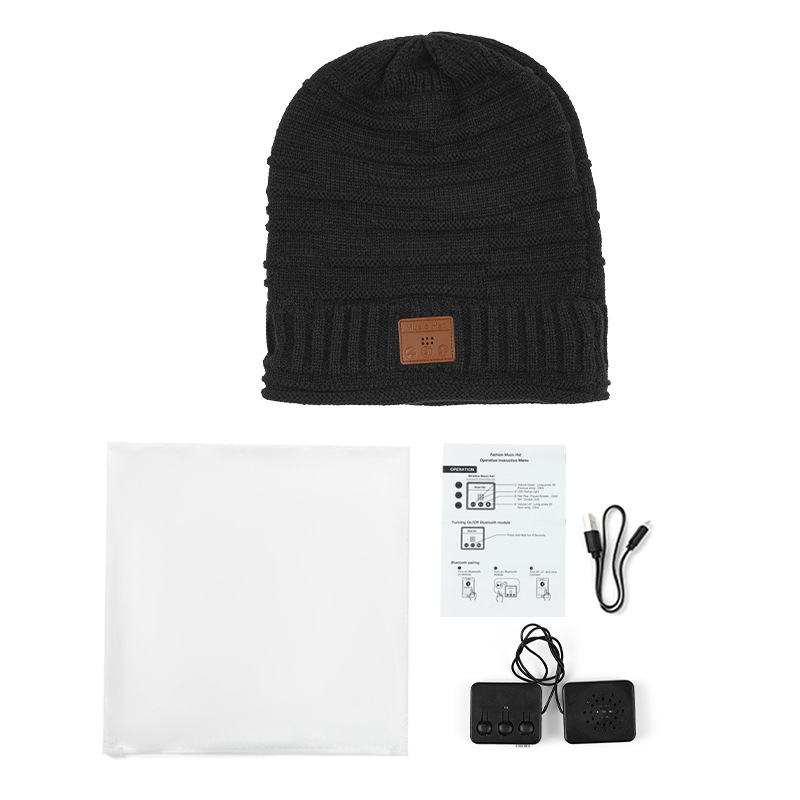 LED light warm winter Beanie Wireless music Hat With Removable Earphone