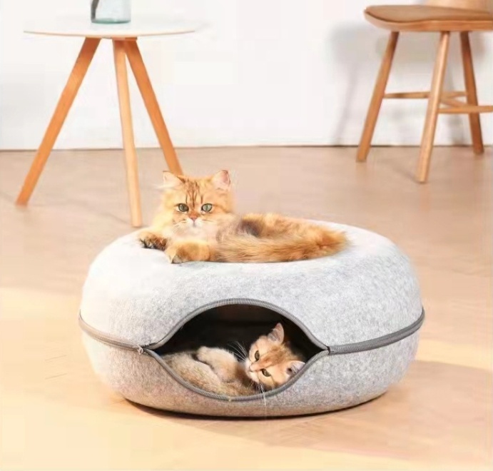 Hot Sell Wholesale Detachable Cat Tunnel Closed Donut Toy Cat Mat for Sleeping And Playing Pet Bed Cat House