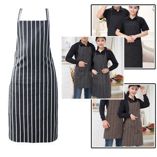 Chef Apron Men Halter Neck Navy White Striped Apron Women Kitchen Cooking Catering Stain Resistant Clothes Accessories