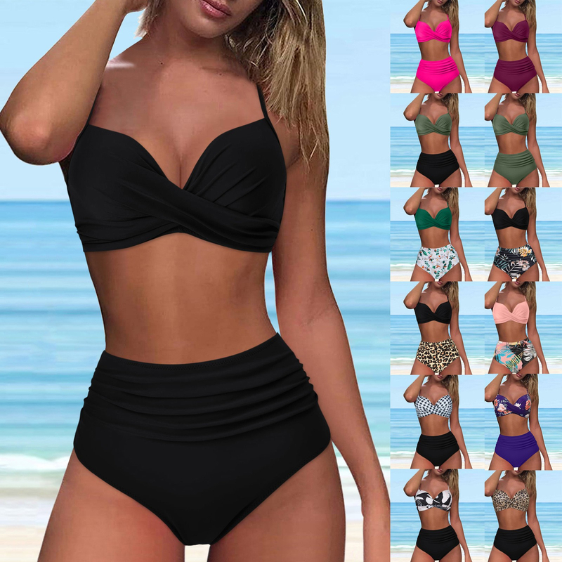 Luxury High Waist Bikini Set Two Piece Swimsuit Women Push Up Y2k Swimwear Tankini Summer Beach Mujer Купальник Swimming Suit