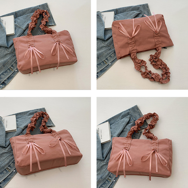 Women's Fabric Bag Exquisite And Versatile Underarm Bag, New Fashionable Simple Pleated Tote Bag, Casual Shoulder Bag