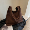 Women Suede Shoulder Bag Simple Tote Handbag Large Capacity Trendy Work Hobo Closure Vintage Hobo Bag Outdoor Travel Bag