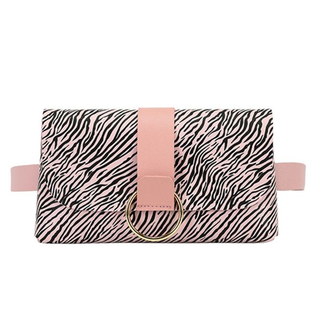 Mini Waist Bag 2 In 1 Leopard Stripe Coin Purse Ladies Belt Bag Belt Mobile Phone Bag Waist Bag Flap Leather Fanny Pack