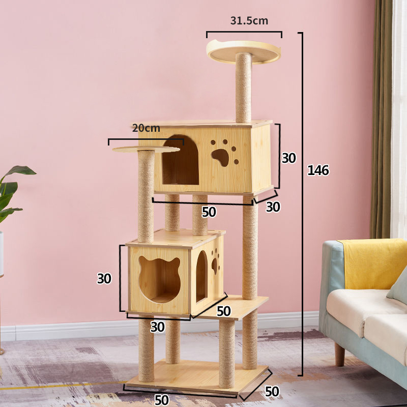 2024 Hot Selling Pet Furniture Products Tree for Pet Swing Sword Hemp Rope Weaving Villa Cat Capsule