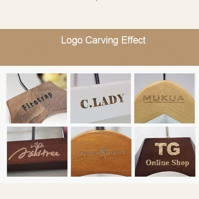 Custom Logo Cloths Clothing Shirt Solid Wood Hangers Bridal Wedding Luxury Non Slip Wooden White Hangers for Wedding Dresses