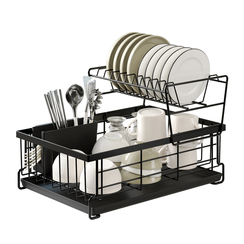 2 Tier Kitchen over Sink Drainer Storage Drying Plate Rack Kitchen Dish Drainer Drying Rack