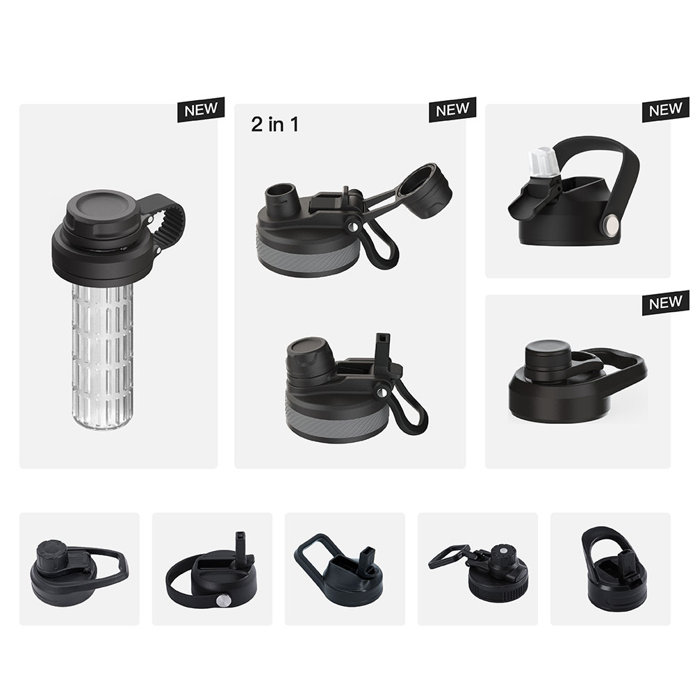 High Quality Flask 304 Stainless Steel Vacuum Insulated Water Bottle Flask Thermos With 2 Lids
