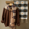 Scarves Women Knitted Heart-pattern Plaid Lovey Girl Winter Scarf College Fashionable Leisure Shawl Wraps