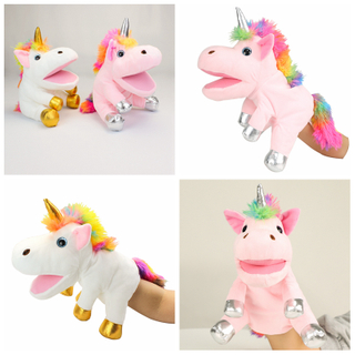 30cm Animal Hand Puppet Cartoon Unicorn Plush Toys Baby Educational Animal Hand Puppets Pretend Telling Story Doll Toy For Kids