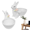 Rabbit Figurines Cute Ceramic Decorative Bunny Snack Serving Bowl Jewelry Holder Tray For Easter Desktop Office Gift Home Decor