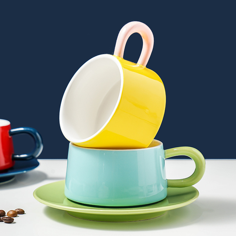 250ml Minimalist Colorful Ceramic Mugs Coffee Tea Afternoon Dessert Cups Creative Drinkware Cafe Office Home Restaurant Gift
