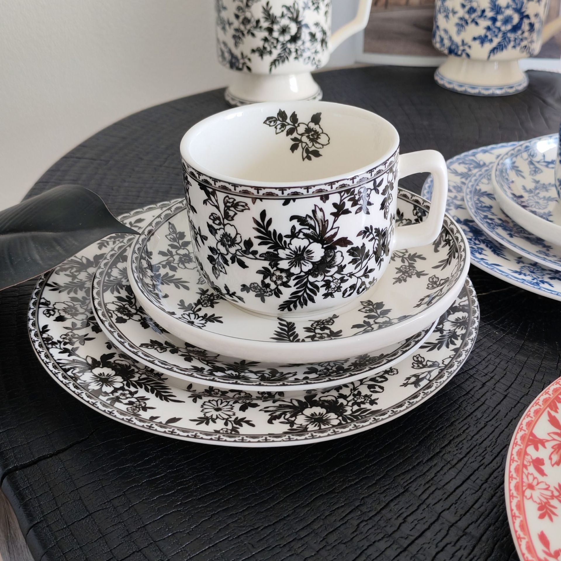 English Style Flower Ceramic Mugs Coffee Cup And Plate Milk Tea Cup Ins Oatmeal Breakfast Mug Drinkware Kitchen Cup Set