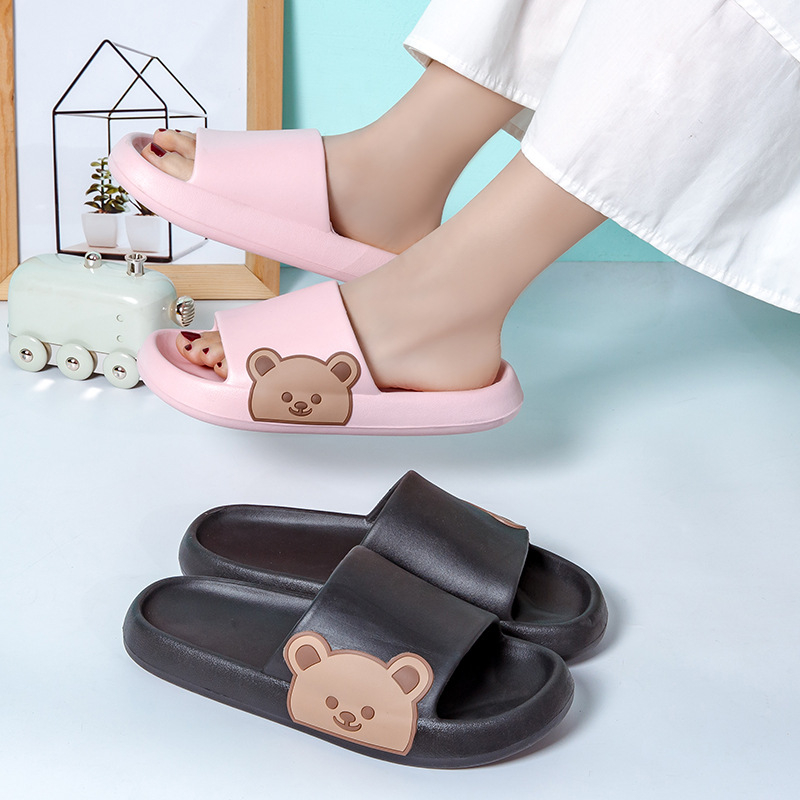 Puppy Slippers Female Summer Household Korean Version of Rhombic Slippers Bathroom Non-slip Bath Sandals for Women