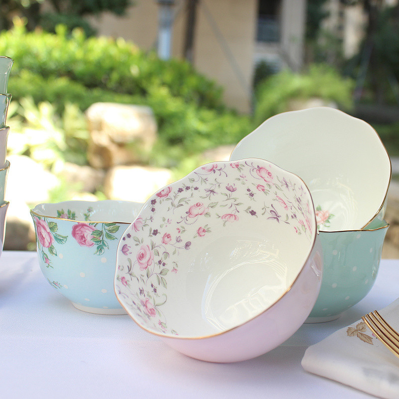 Ceramic Bowl 4.5 Inches Kitchen Tableware Flower Finished Afternoon Tea Chocolate Dessert Bowl Housewarming Wedding Gifts 350ML