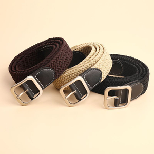 Women's Casual Knitting Needle Buckle Women's Belt Woven Canvas Elastic Stretchable Woven Elastic Belt Women's Jeans