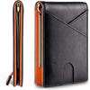 Men's Slim Thin Bank ID Credit Card Carbon Fiber Luxury Wallet Genuine Leather Small Short Purse Bag Red Black Card Holders