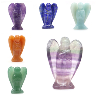 Guardian Angel Statue Natural Amethyst Lapis Lazuli Hand Carved Crystal Crafts Healing Reiki Stone Figurine Home Decoration 1.5"