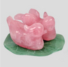 1 Set Rose Quartz Mandarin Duck Natural Stone Carved Lover Symbolize Figurine Green Stand