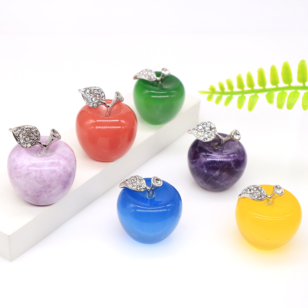 30MM Apple Statue Healing Crystal Home Decoration Gemstone Natural Stone Carved Figurine Room Ornament Christmas Gift Wholesale