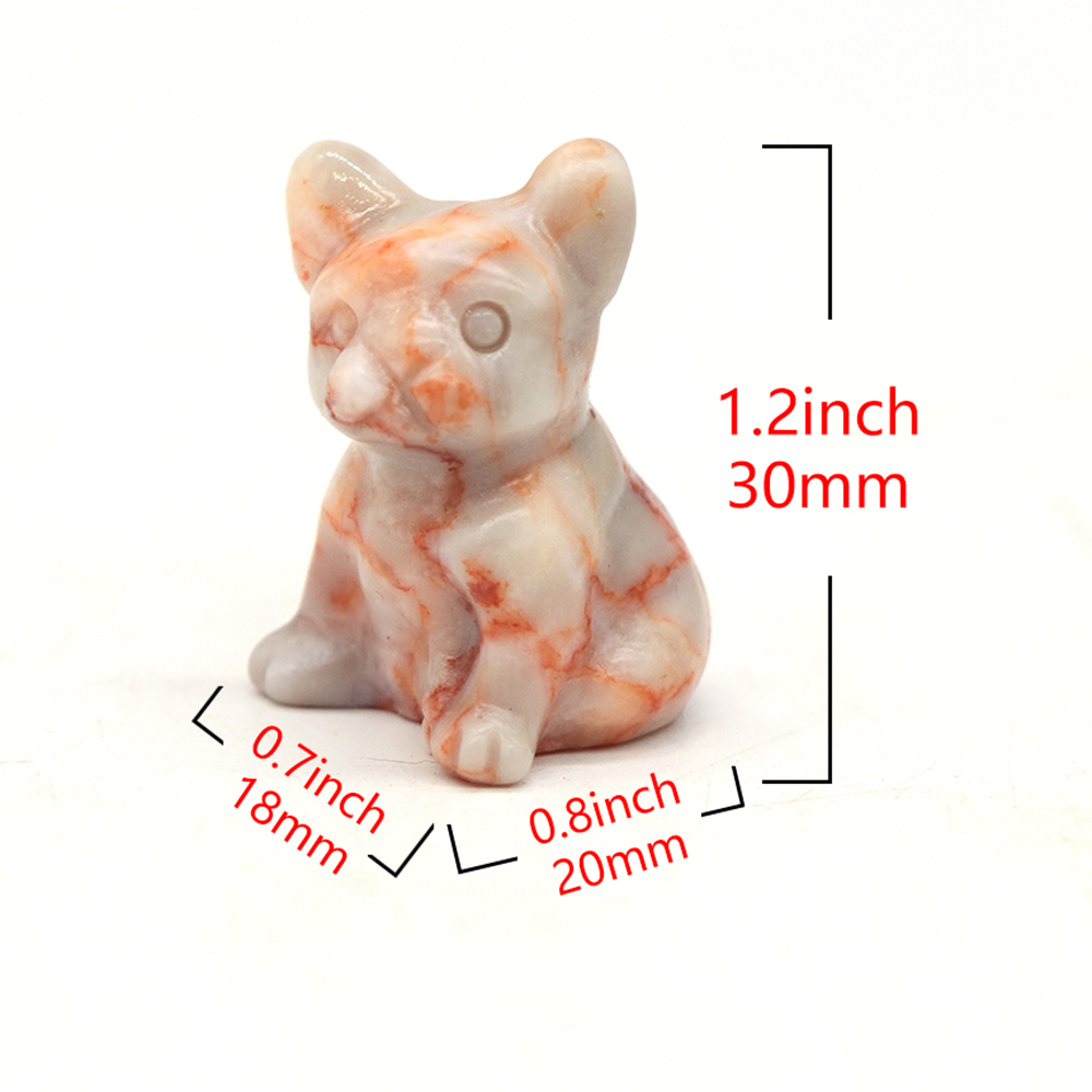Ferocious BullDog Statue with Natural Stone Crystal Carved Dog Figurine Gemstone Crafts Home Decoration Christmas Present 1.2"