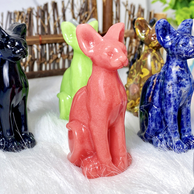 1PC High Quality Egyptian Mau Crystal Natural Crystal Carving,Gemstone Jewelry,Glitter, Healing Crystal, Birthday Gift