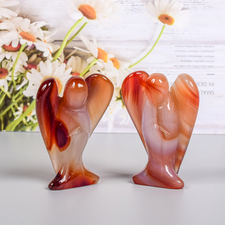 Agate Angel Figurine Mini Gift Crystal Stone Carnelian Angels Healing Office Decor Mascot Good Lucky Chakra Home Decoration