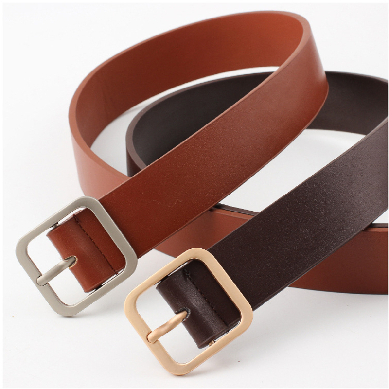 Fashion PU Leather Belt for Women Square Pin Buckle Belts High Quality Ladies Dress Jeans Strap Girls Waistband Adjustable Belts