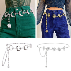 Gold Chain Belt Female Waist Moon Sun Metal Belts For Women Punk Dress Waistband Gothic Jeans Accessory Long Ketting Riem