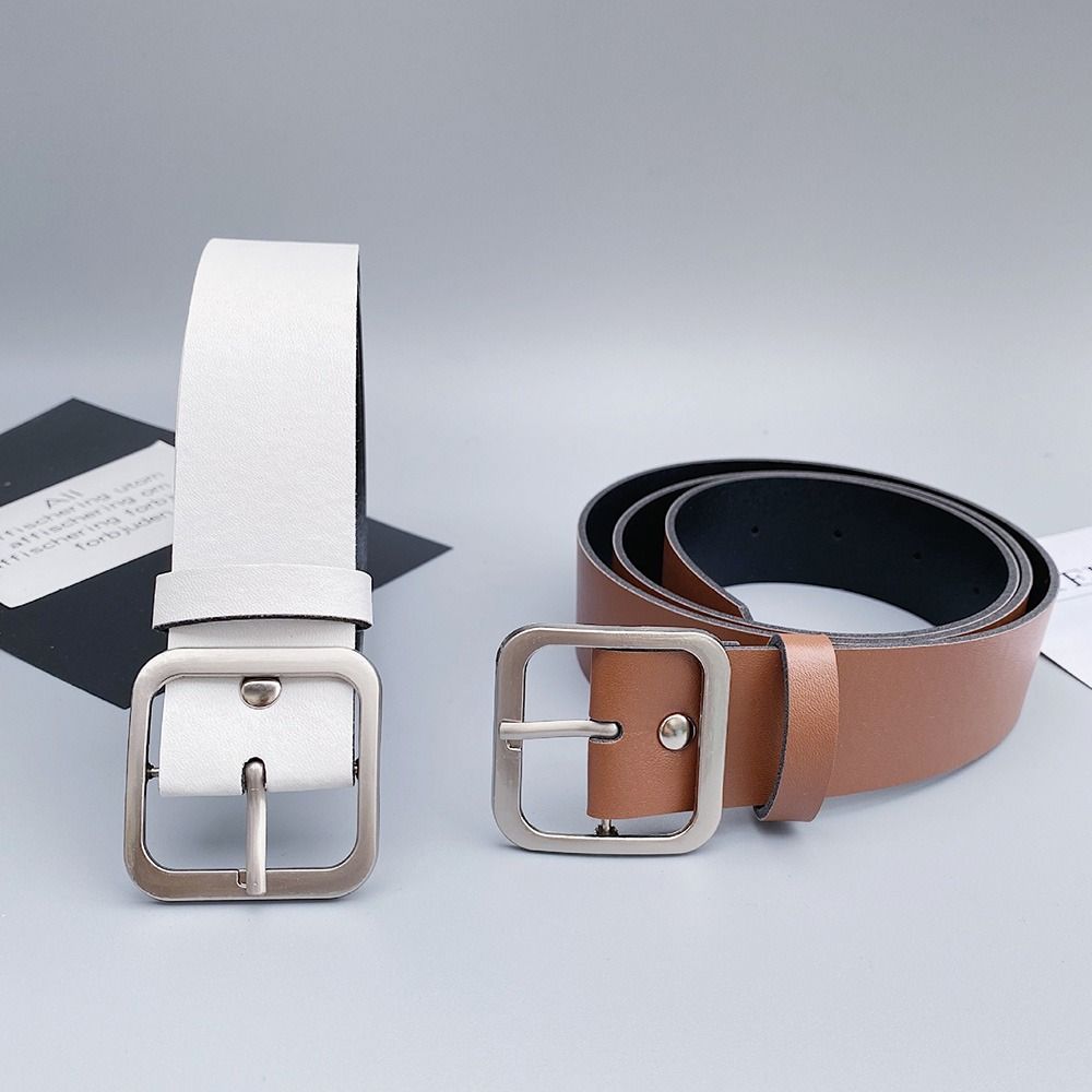 Fashion Chic Luxury Brand Design Leather Belt Square Pin Buckle Waistband Ladies Dress Strap Waist Band