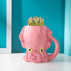 Funny Pink Octopus Ceramic Coffee Mug with Tentacle Handle Handcrafted Novelty 3D Porcelain Coffee Cups Personalized Gifts