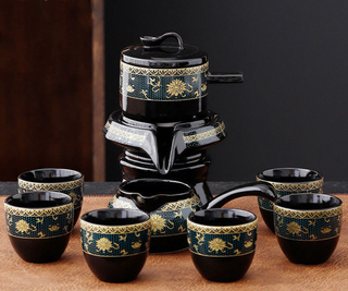 8 Pcs Set Semi Automatic Tea Sets Chinese Ceramic Purple Clay Tea Set Tea Cup The Kung Fu Teapot Set