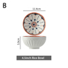 Japanese Retro Household Noodle Bowl Ceramic Bowl Print Embossed Anti-scalding Bowl Pasta Bowl Kitchen Tableware Microwave Oven