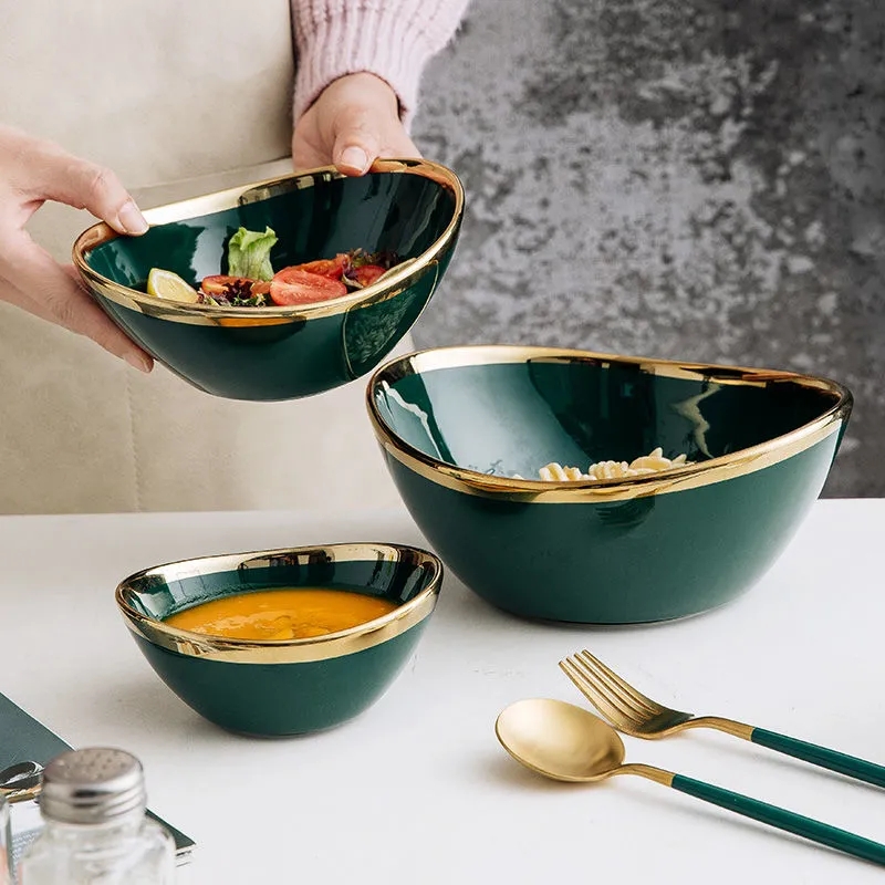 Nordic Ceramic Bowls for Salad, Fruit Snack, Soup, Dessert, Noodle Bowl Tray, Kitchen Tableware