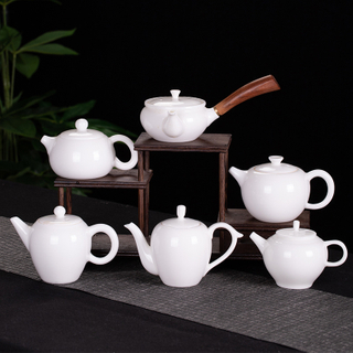 Chinese Handmade White Porcelain Teapot Ivory White Tea Pot Ceramics Teaware Tea Infuser Pu'er Oolong Tea Filter Kettle