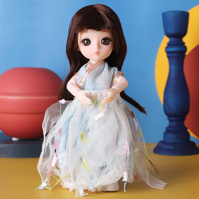 16cm Bjd Dolls for Girls 1/8 Bjd Doll DIY Toy Doll With Clothes Dress Up Fashion Dolls 13 Movable Joint Baby 3D Big Eyes 