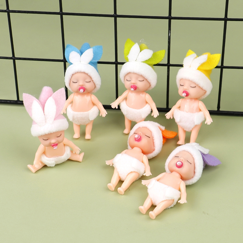 1PC Cute Mini Easter Doll 9CM Easter Elf Doll Baby Elves Doll Movable Arm Leg Doll Toy Easter Rabbit Doll For Children Kids