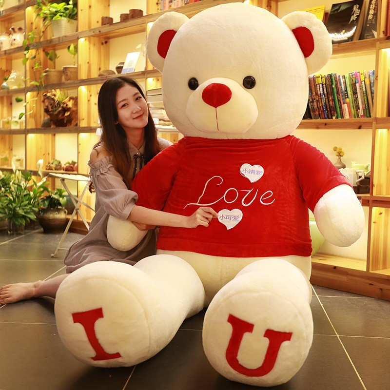 80/100cm Big I LOVE YOU Teddy Bear Plush Toy Lovely Huge Stuffed Soft Bear Doll Lover Bear Kids Toy Birthday Gift For Girlfriend