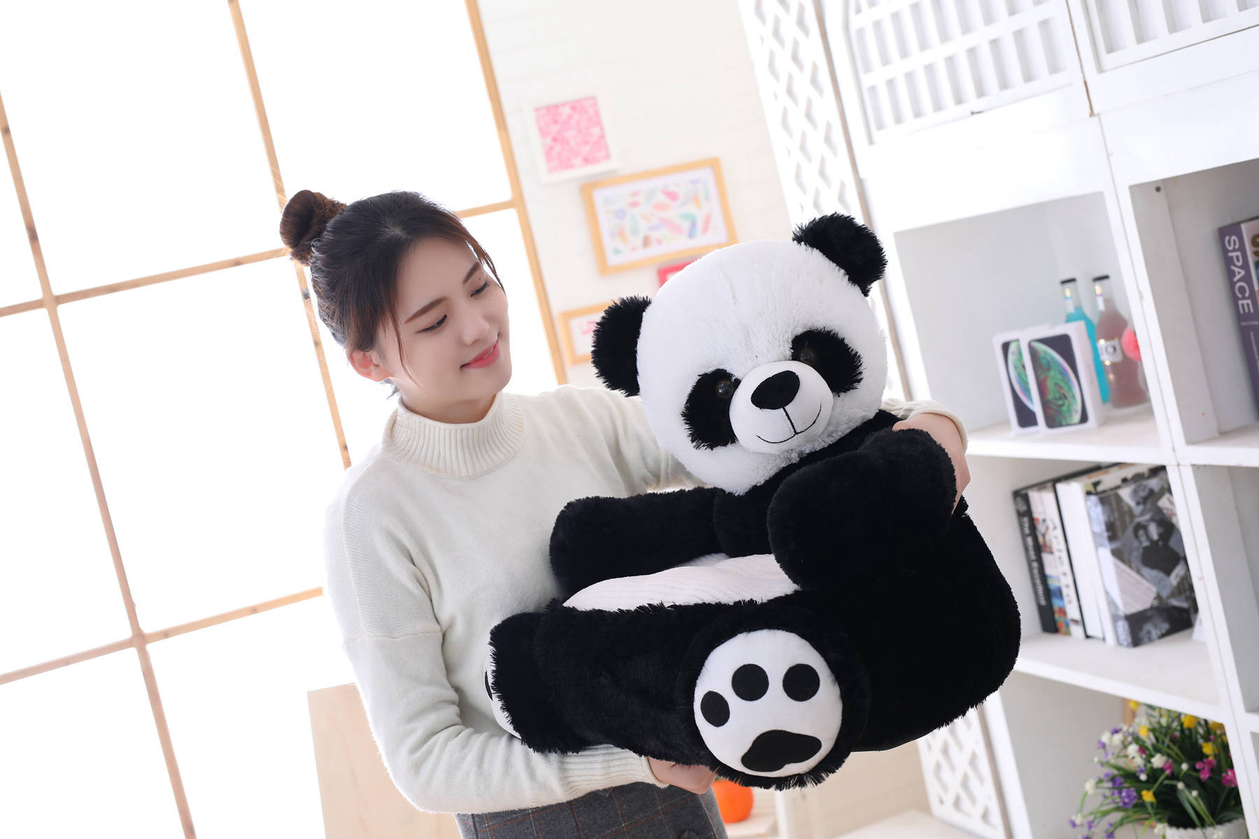 Cartoon Skin Teddy Bear Panda Unicorn Duck Plush Toys Kids Sofa Chair Seat Baby Nest Sleeping Bed Adult Pillow Stuffed Cushion