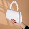 Women Top-handle Bags White Leather Bride Handbags Purse Designer Evening Bags Party Handbag Wedding Clutch Wallet Shoulder Bag