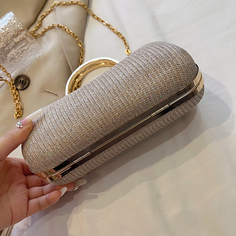 Chain Evening Bag Dinner Shoulder Bag for Women Handbag - Fashion Crossbody Bags Vintage Underarm Bag Satchel (Black)