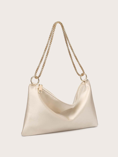 Elegant Solid Metal Chain Underarm Woman Evening Bags for Wedding And Night