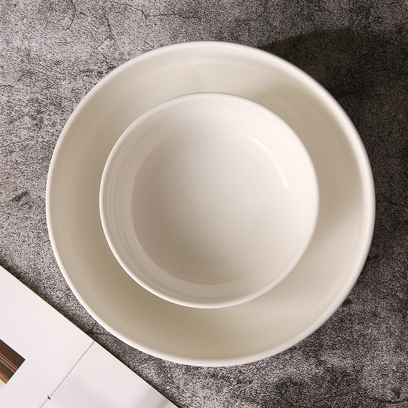 Customization Restaurant Round Smooth Glaze Bulk Cereal Bowls / High White Ceramic Soup Bowl