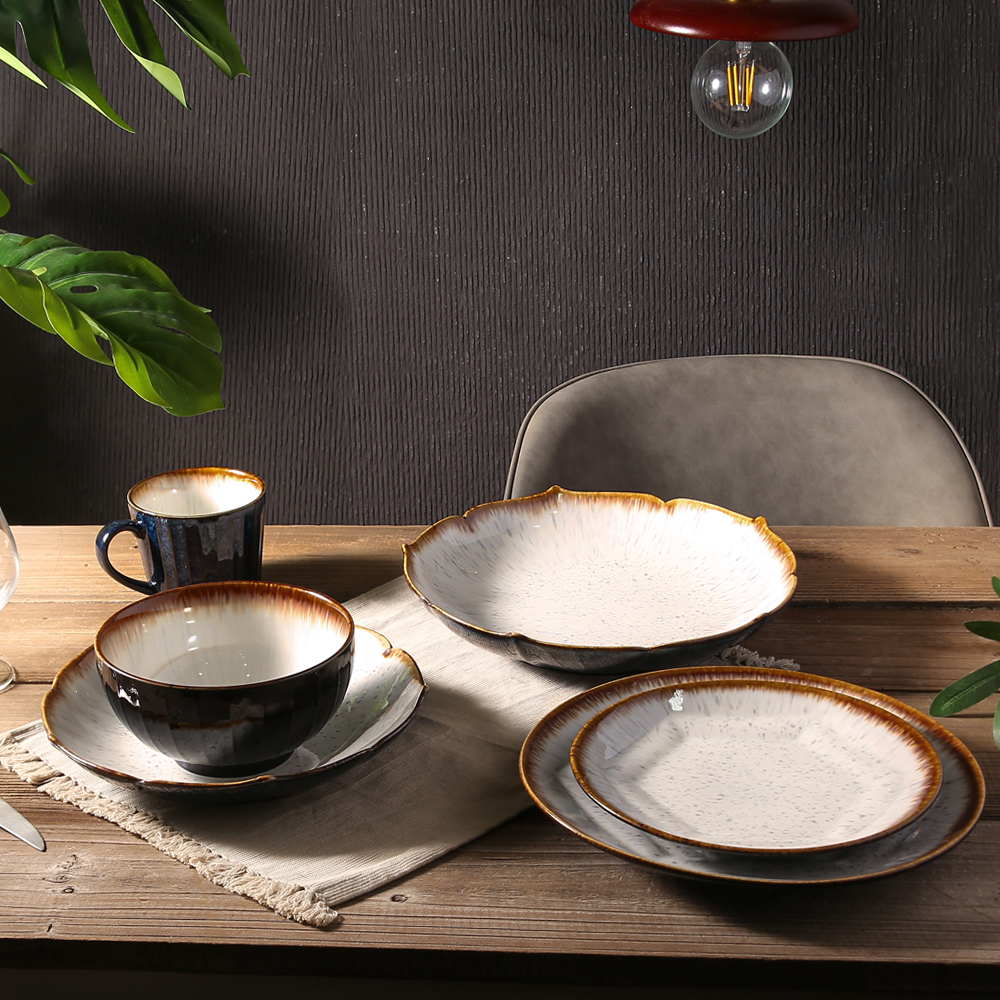 Modern Stoneware Dinnerware Set Wholesale Ceramic Plate Dinnerware Sets for Home Restaurant Wedding