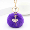 Dancing Girl Plush Toys Keychain With Large Pompom Charm Cute Plush Ball Key Chain For Women Car Bag Key Holder Girl Accessories
